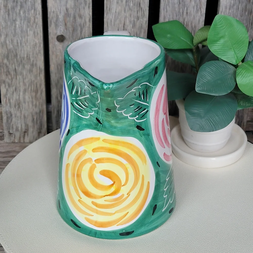 Pier 1 Pitcher Handpainted Glazed Watercolor Florals
